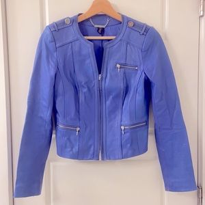White House black market WHBM blue leather jacket!